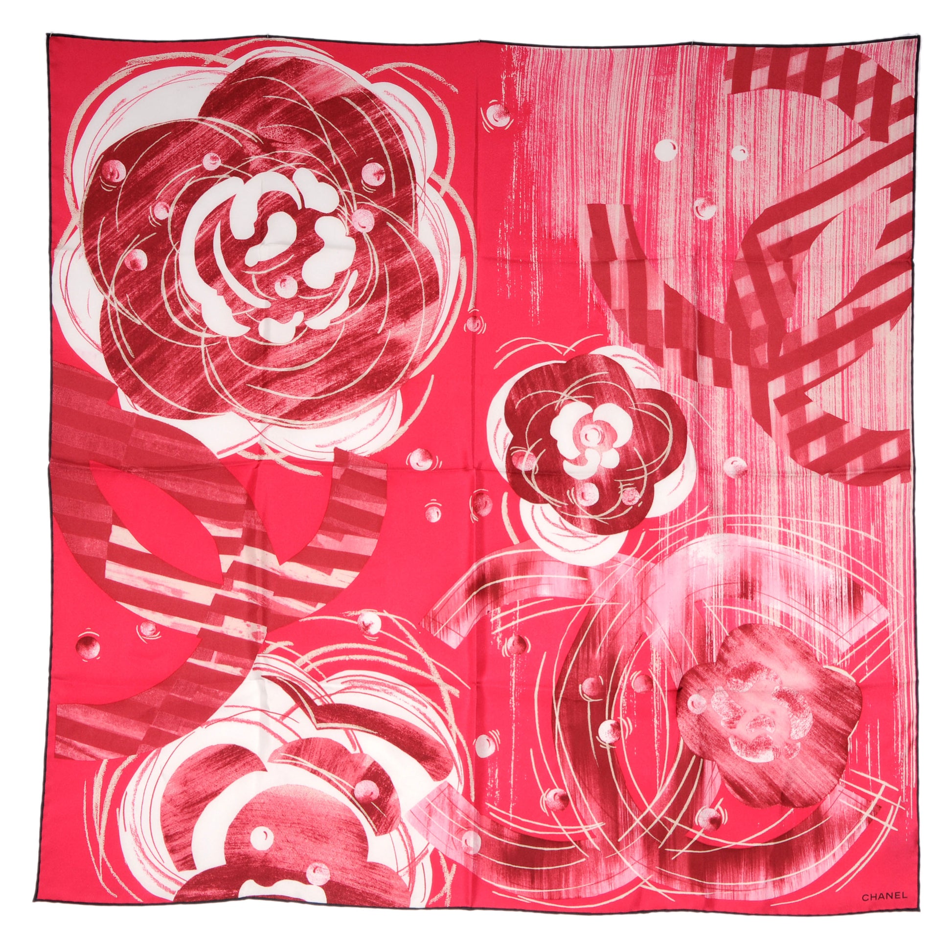 Chanel Silk Camellia Pearl Scarf Pink 2 of 5