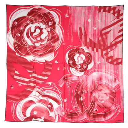 Chanel Silk Camellia Pearl Scarf Pink 2 of 5