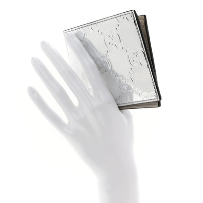 Gucci Guccissima Mirror Effect Bi-Fold Wallet Moon Silver Sphinx 2 of 7