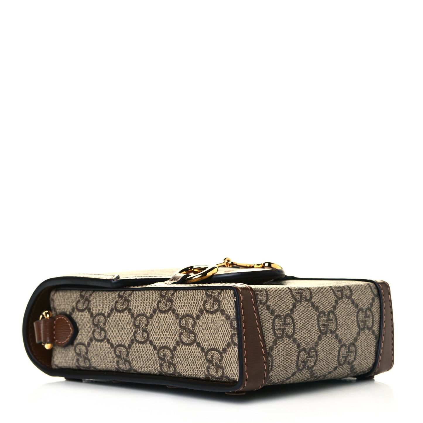 GG Supreme Monogram Mini Horsebit 1955 Crossbody Bag Beige Brown Sugar