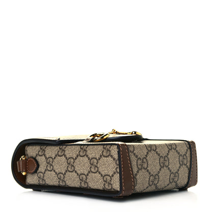 Gucci GG Supreme Monogram Mini Horsebit 1955 Crossbody Bag Beige Brown Sugar 4 of 8