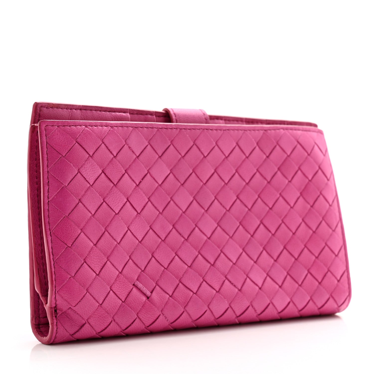 Bottega Veneta Nappa Intrecciato Continental Snap Wallet Fuchsia 3 of 9