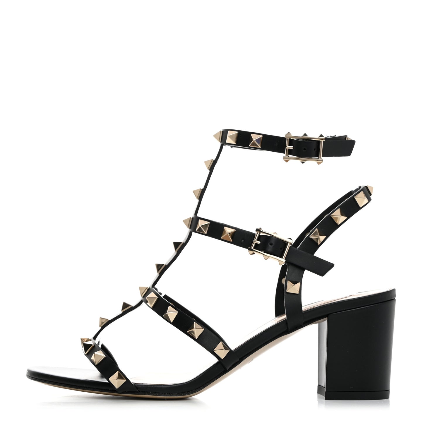 Calfskin Rockstud 60mm City Sandals 38 Black