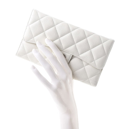 Chanel Caviar Quilted Large Flap Wallet White 2 of 14