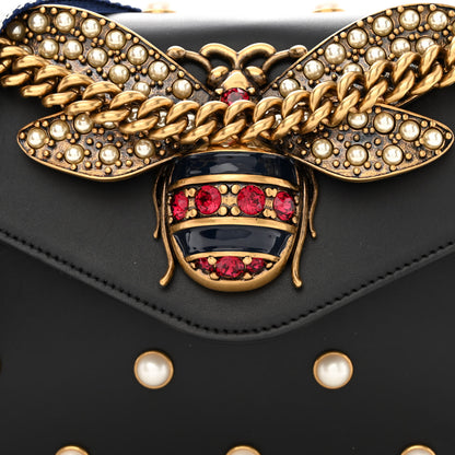 Gucci Nappa Pearl Studded Mini Queen Margaret Broadway Shoulder Bag Black 9 of 12