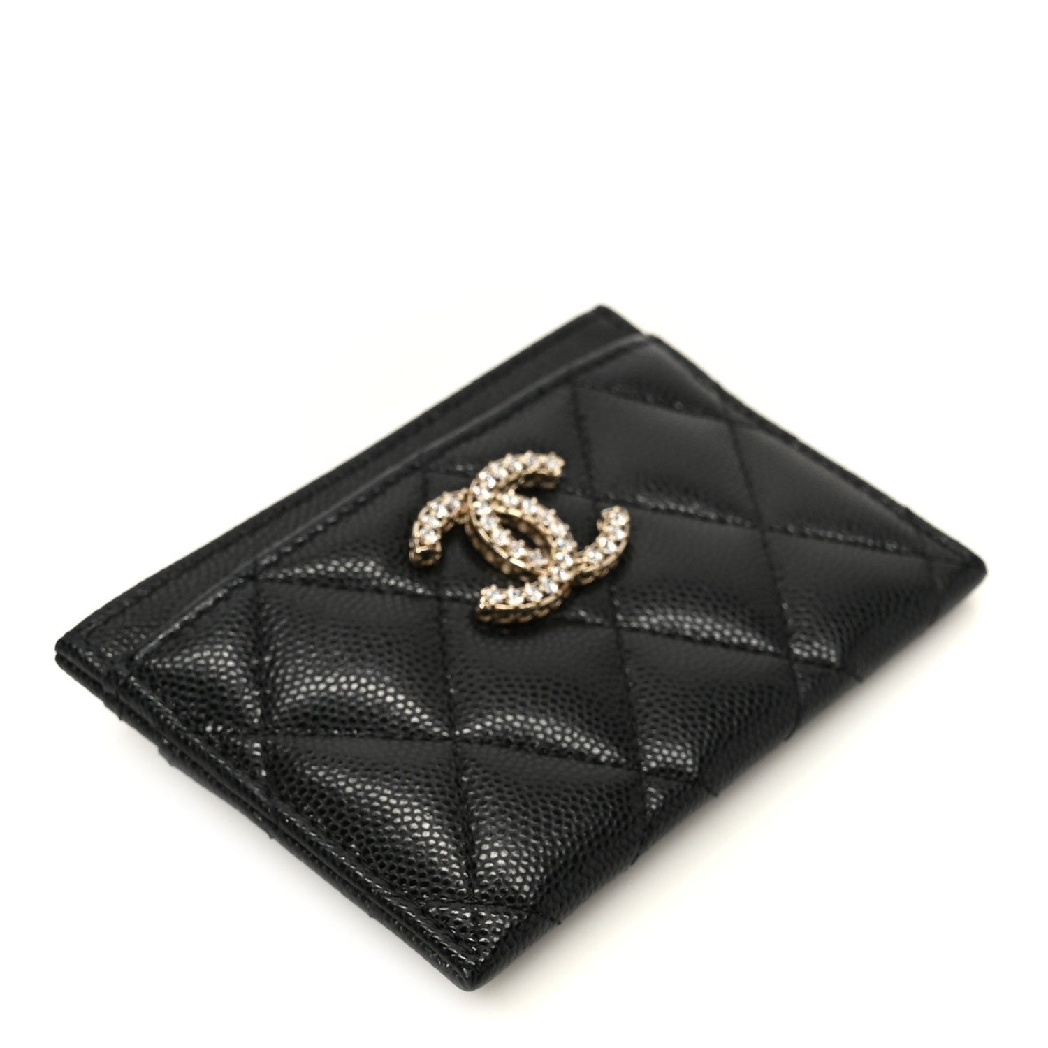 Chanel Caviar Quilted Crystal Card Holder Black 4 of 10