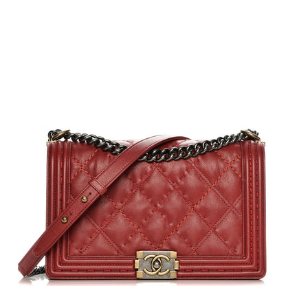 Chanel Calfskin Stitched New Medium Boy Flap Red 1 of 7