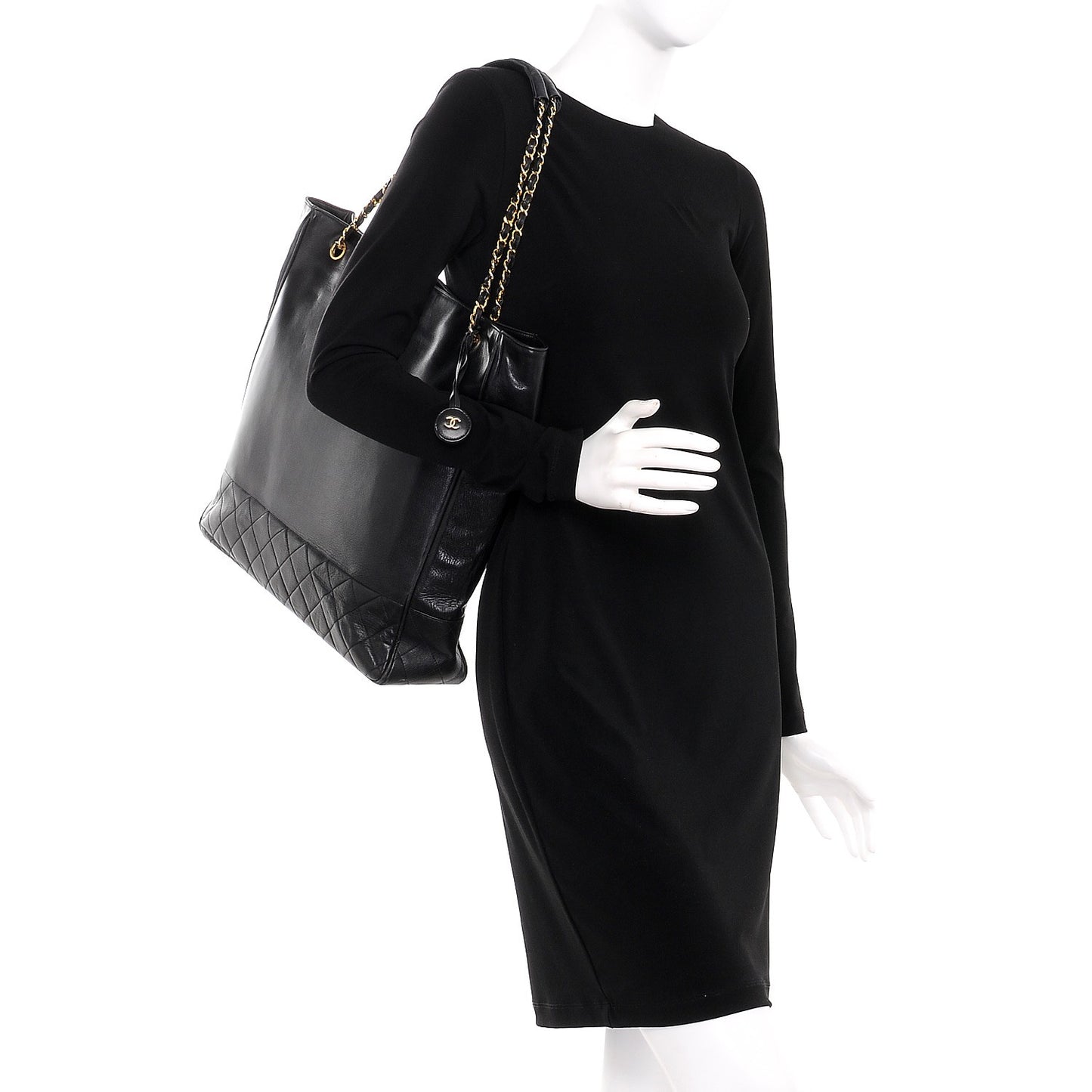Lambskin Quilted Tote Black