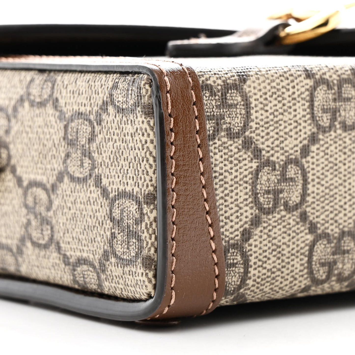 GG Supreme Monogram Mini Horsebit 1955 Shoulder Bag Beige Brown Sugar