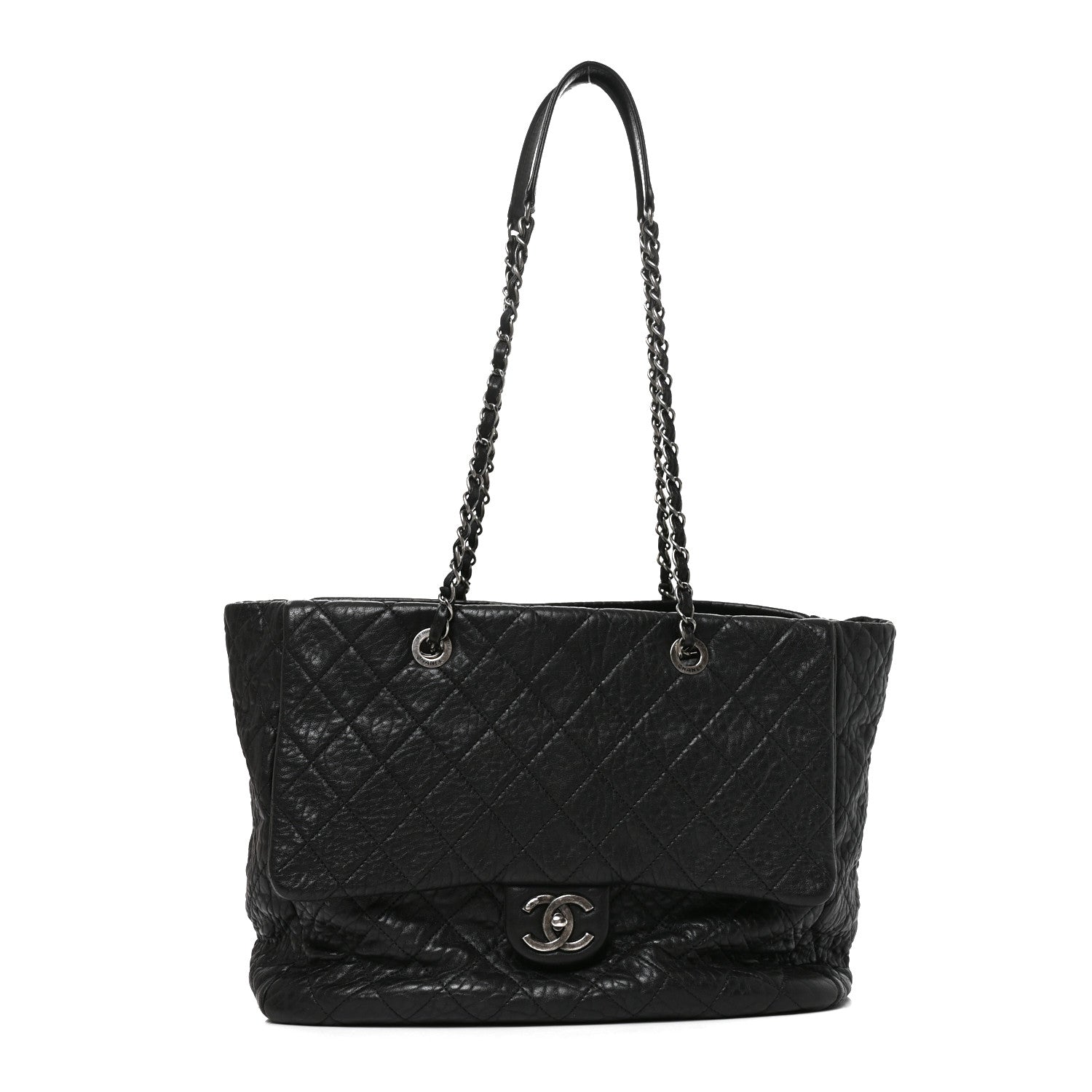 Chanel Crumpled Lambskin Quilted Large Tote Black 1 of 9