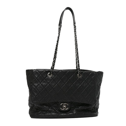 Chanel Crumpled Lambskin Quilted Large Tote Black 1 of 9