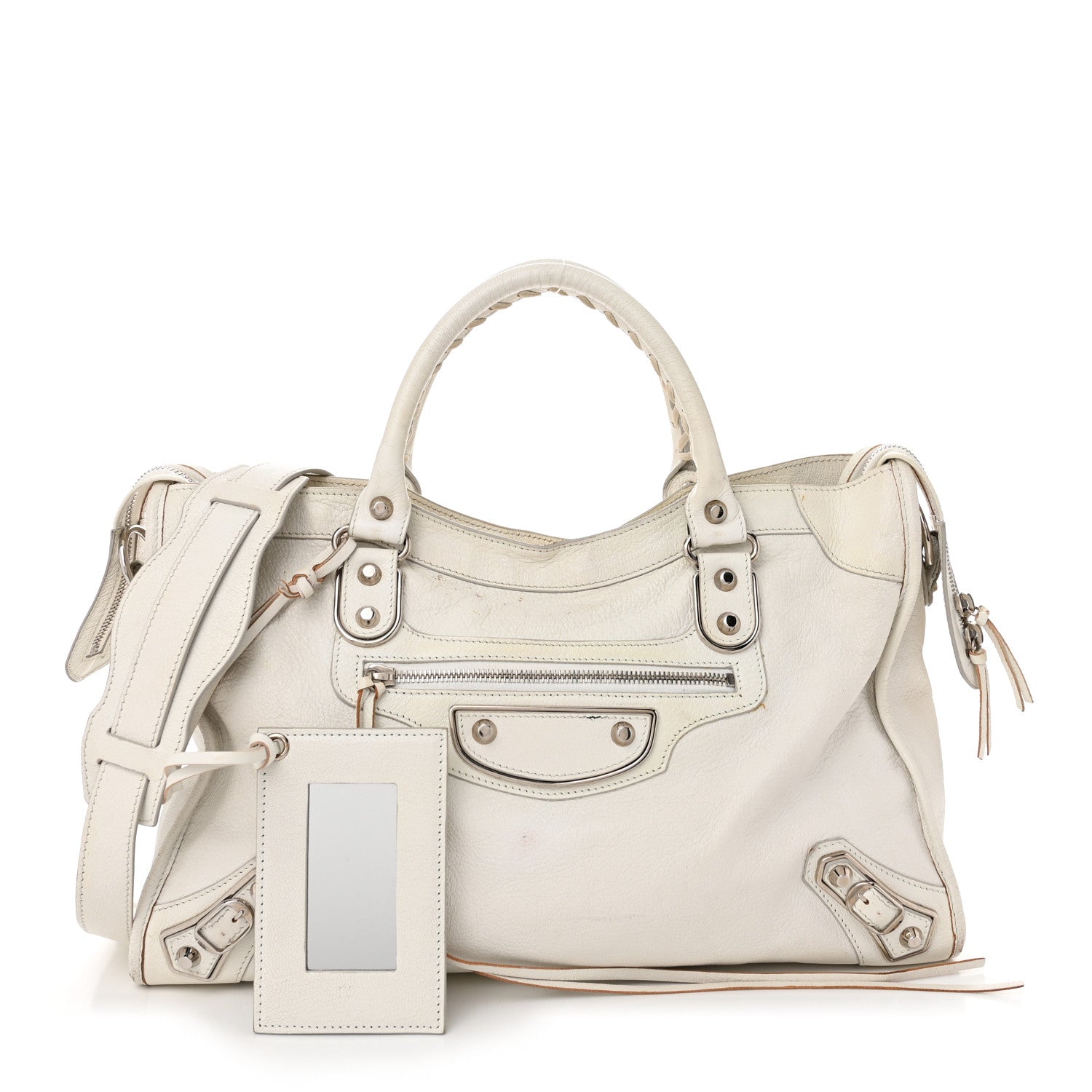 Balenciaga Chevre Silver Metallic Edge Hardware City White 3 of 18