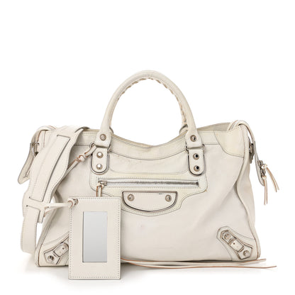 Balenciaga Chevre Silver Metallic Edge Hardware City White 3 of 18