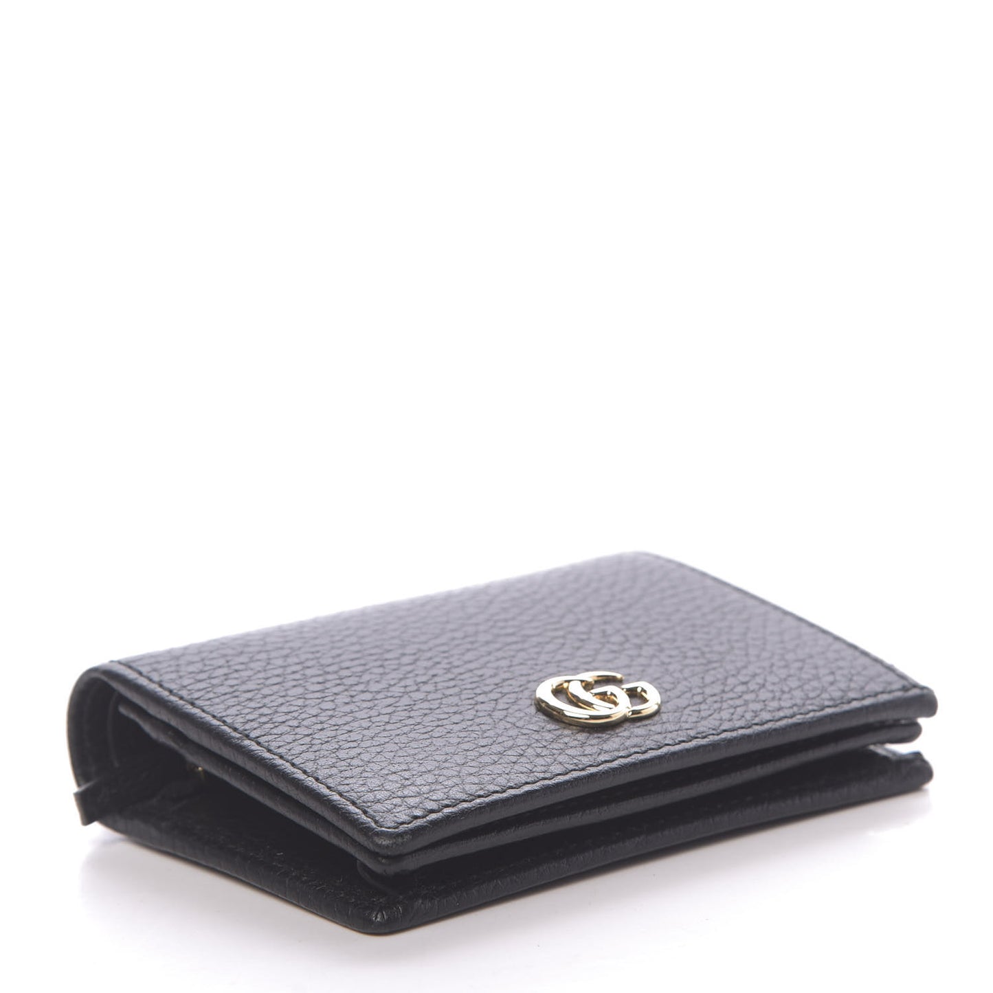 Pebbled Calfskin GG Marmont Card Case Black