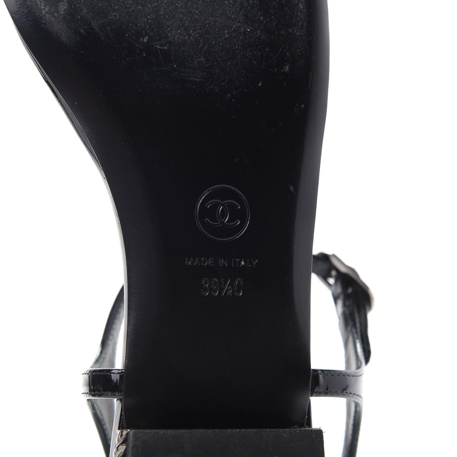 Chanel Patent Bead Chain Thong Sandals 39.5 Black 6 of 11