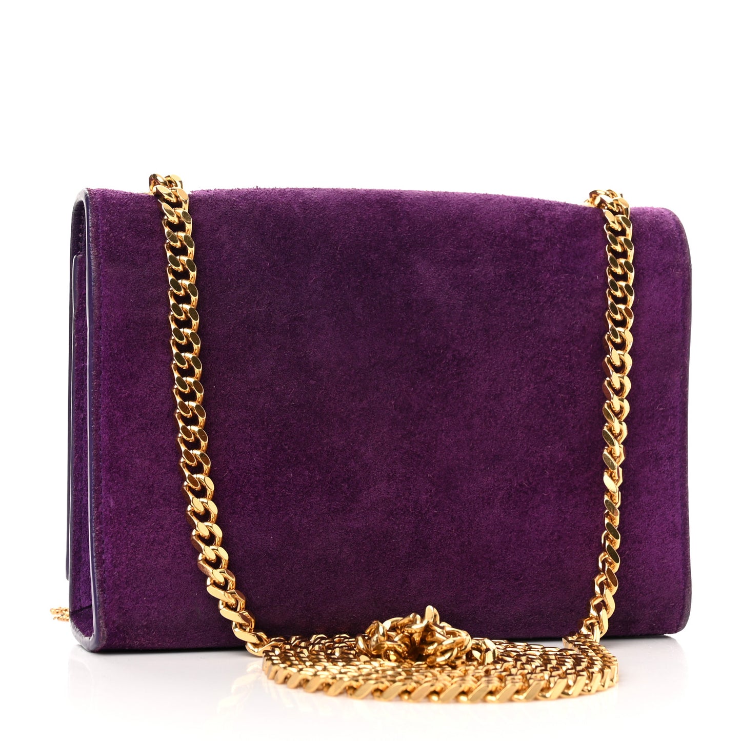 Suede Small Classic Monogram Kate Tassel Satchel Purple