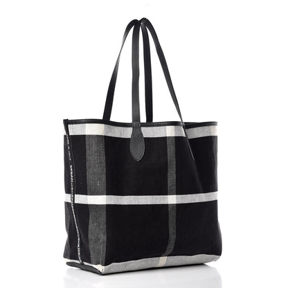 Burberry Coated Canvas Mega Check Sketchbook Medium Reversible Doodle Tote Black 5 of 13