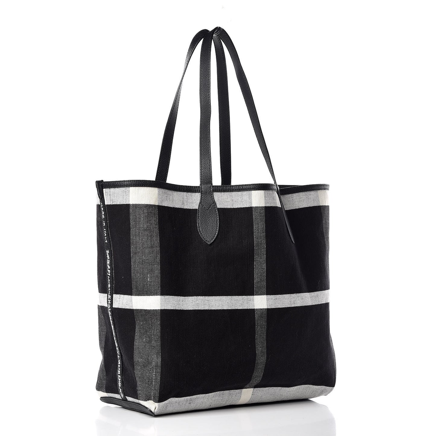 Coated Canvas Mega Check Sketchbook Medium Reversible Doodle Tote Black