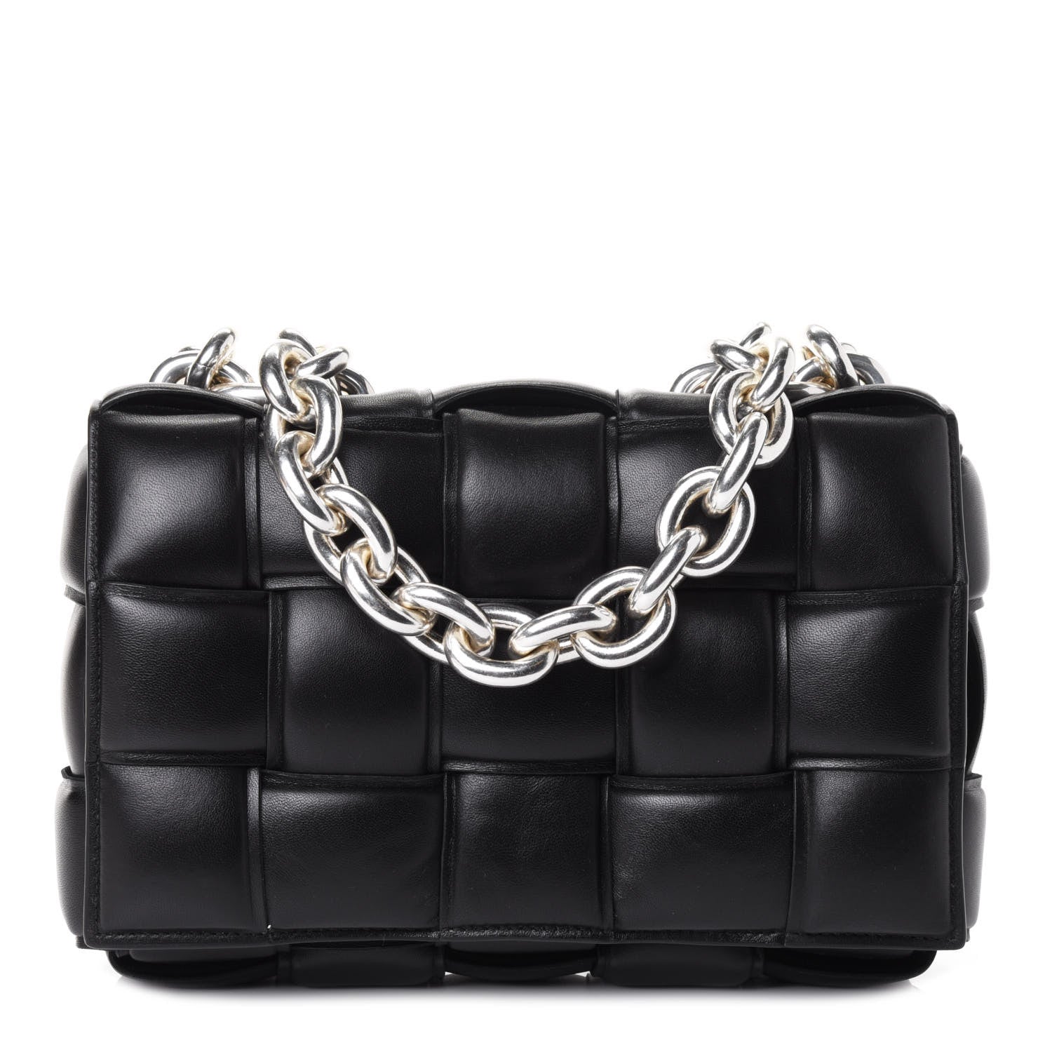 Bottega Veneta Lambskin Maxi Intreccio Padded Chain Cassette Crossbody Bag Black 1 of 4