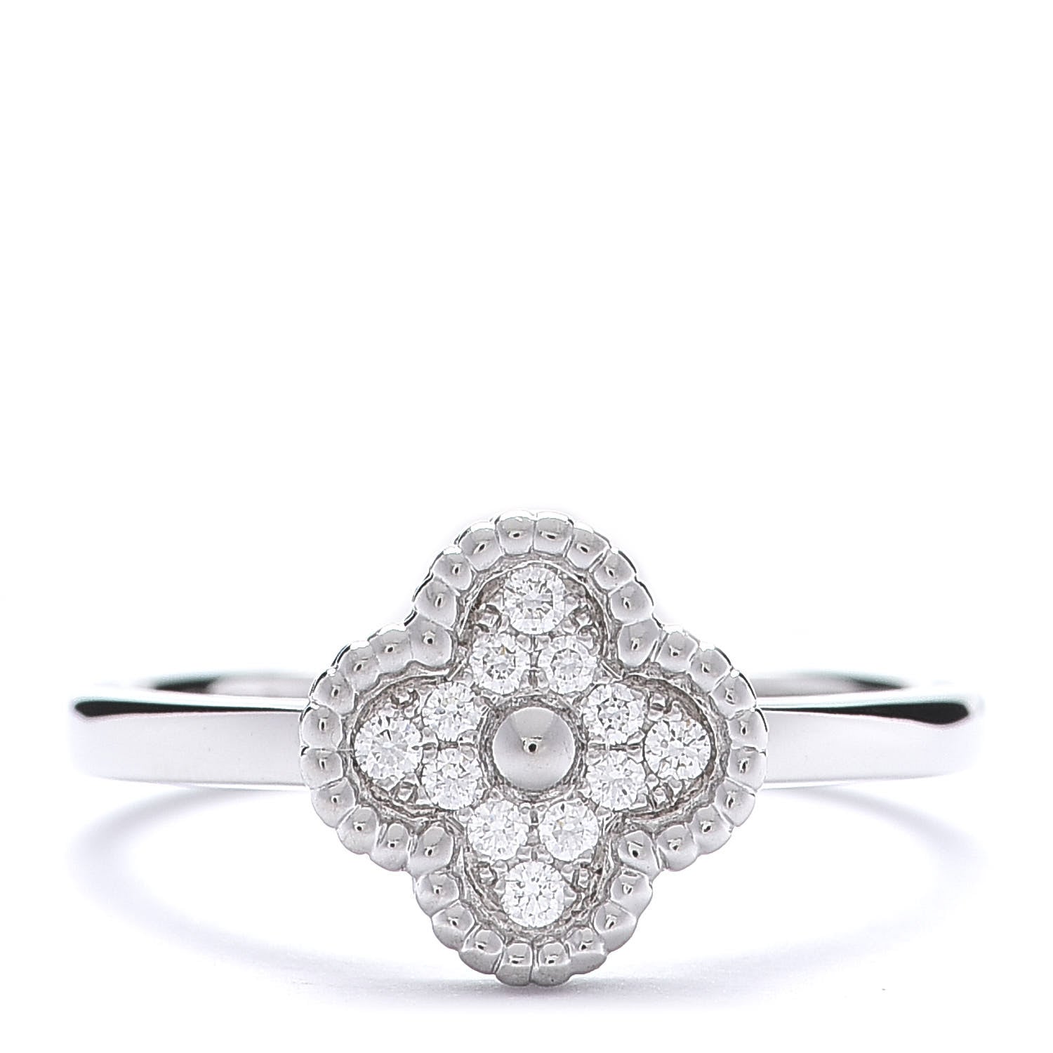 Van Cleef & Arpels 18K White Gold Diamond Sweet Alhambra Ring 50 5.25 1 of 6