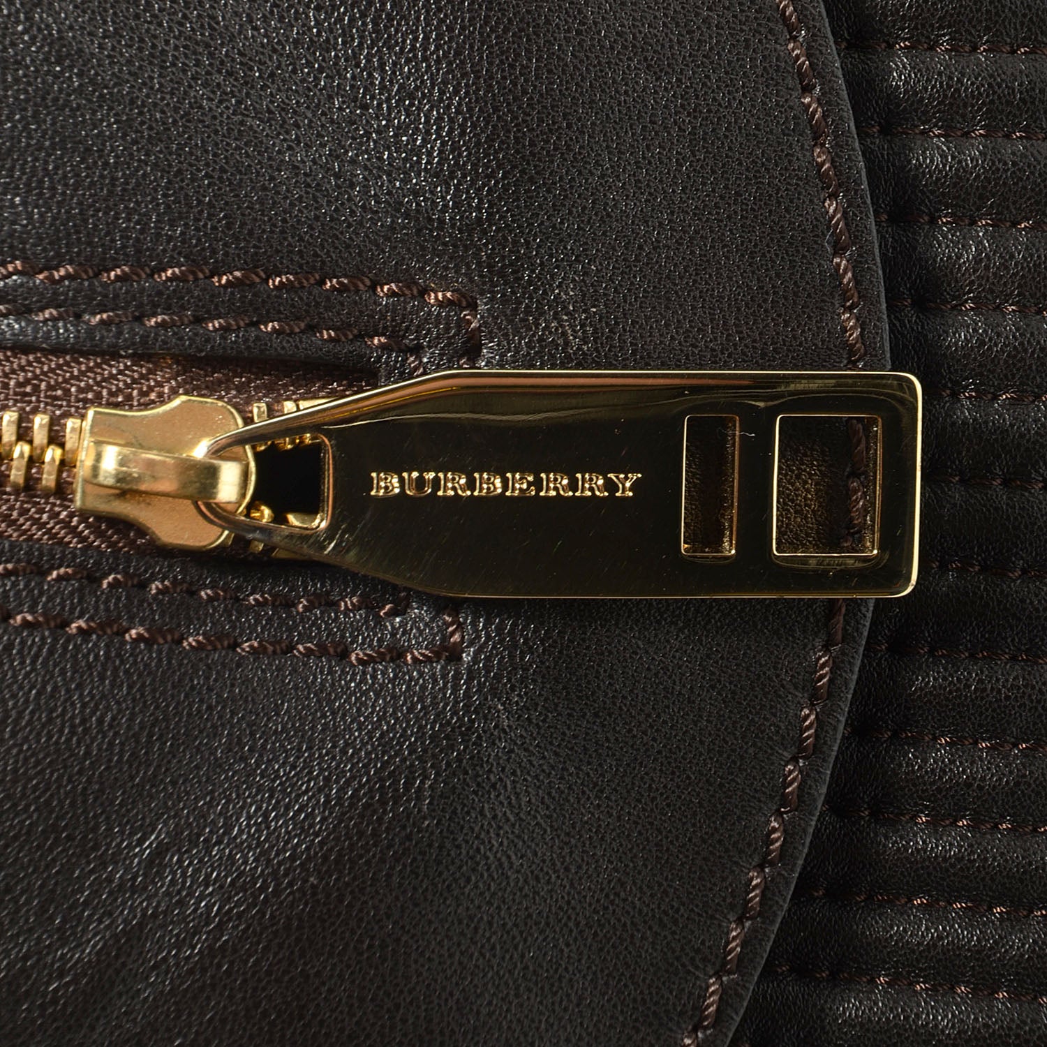 Burberry Stitched Leather Medium Bowler Dark Brown 7 of 10