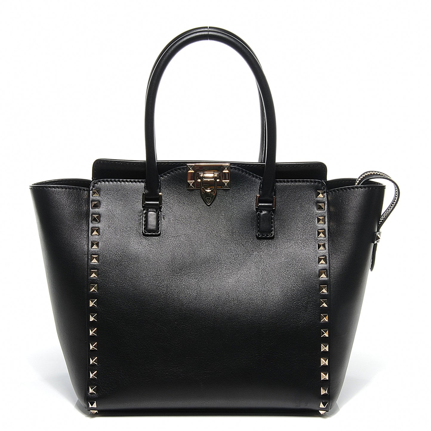 Vitello Rockstud Double Handle Tote Black