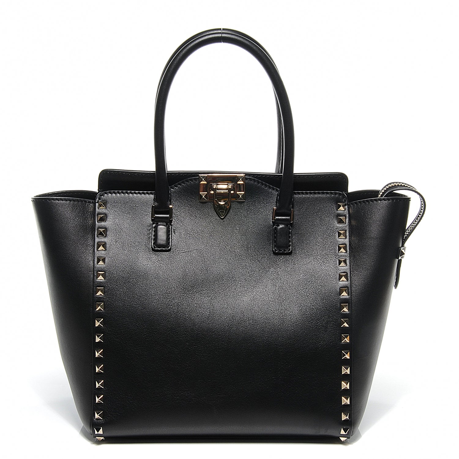 Valentino Garavani Vitello Rockstud Double Handle Tote Black 5 of 8