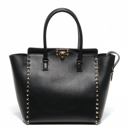 Valentino Garavani Vitello Rockstud Double Handle Tote Black 5 of 8