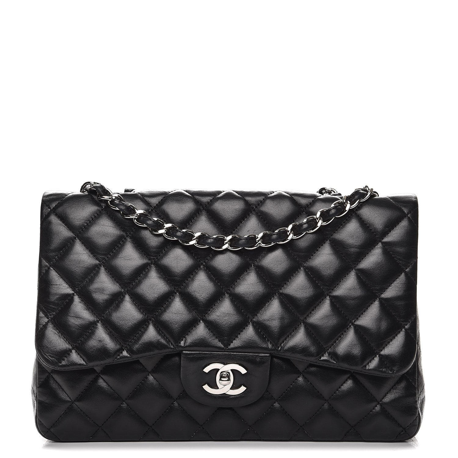 Chanel Lambskin Quilted Jumbo Single Flap Black 1 of 12