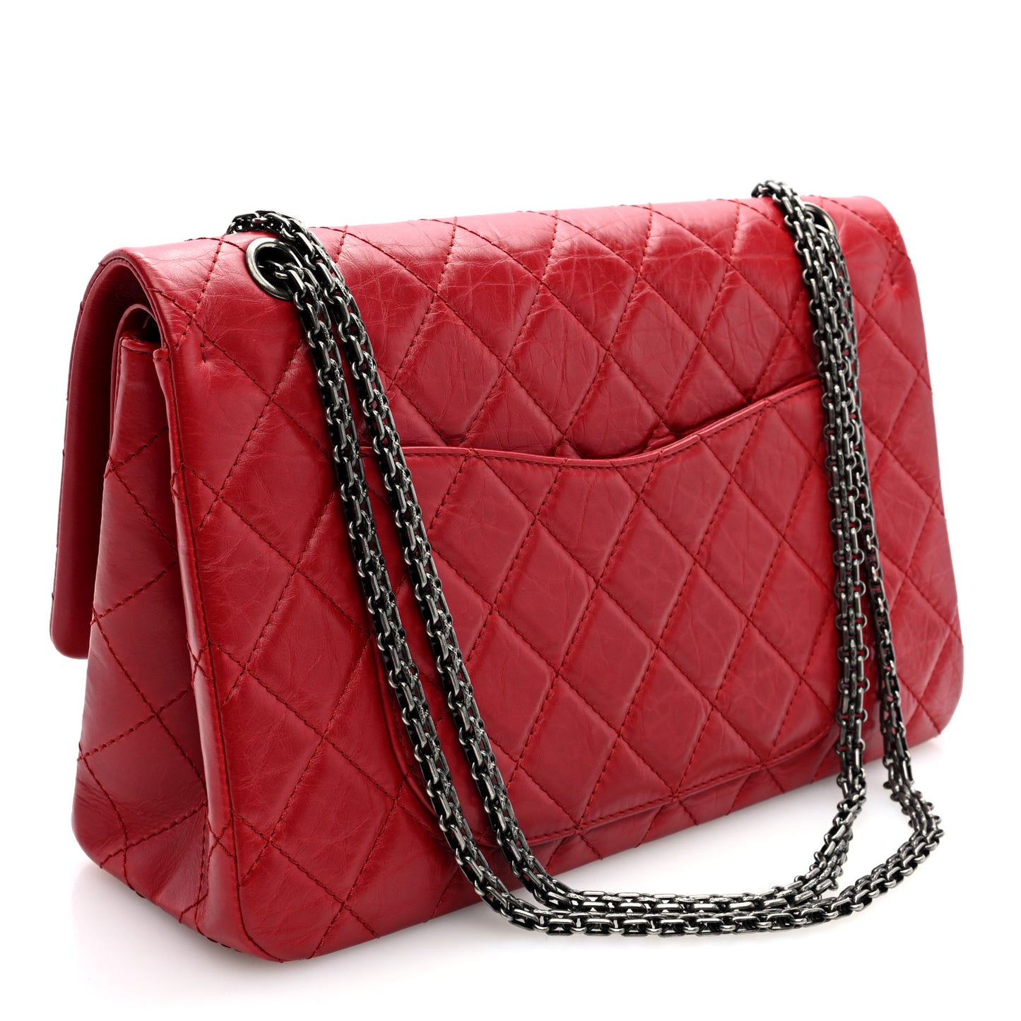 Aged Calfskin Quilted 2.55 Reissue 227 Flap Red