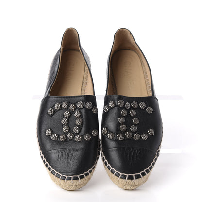 Chanel Lambskin Camellia CC Stud Espadrilles 35 Black 5 of 13