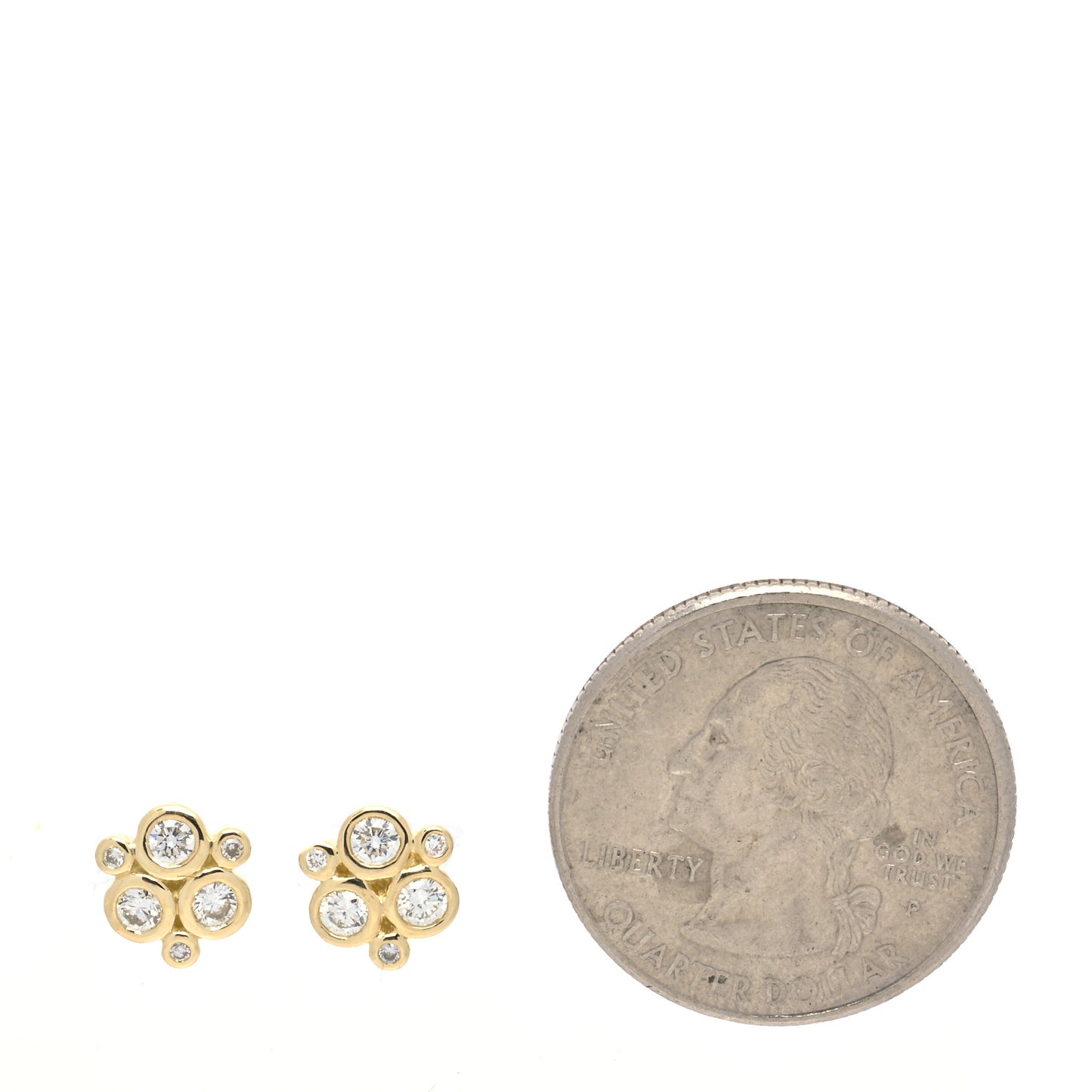 18K Yellow Gold Diamond Small Classic Trio Earrings