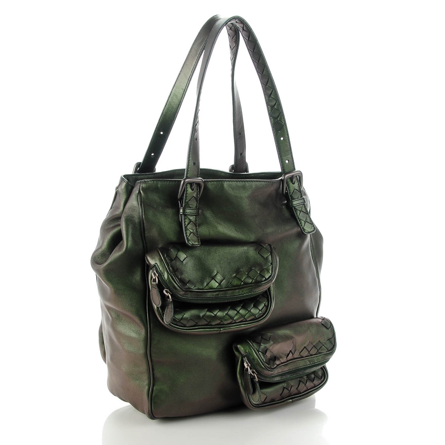 Bottega Veneta Iridescent Scarabee Pocket Tote Green 3 of 7