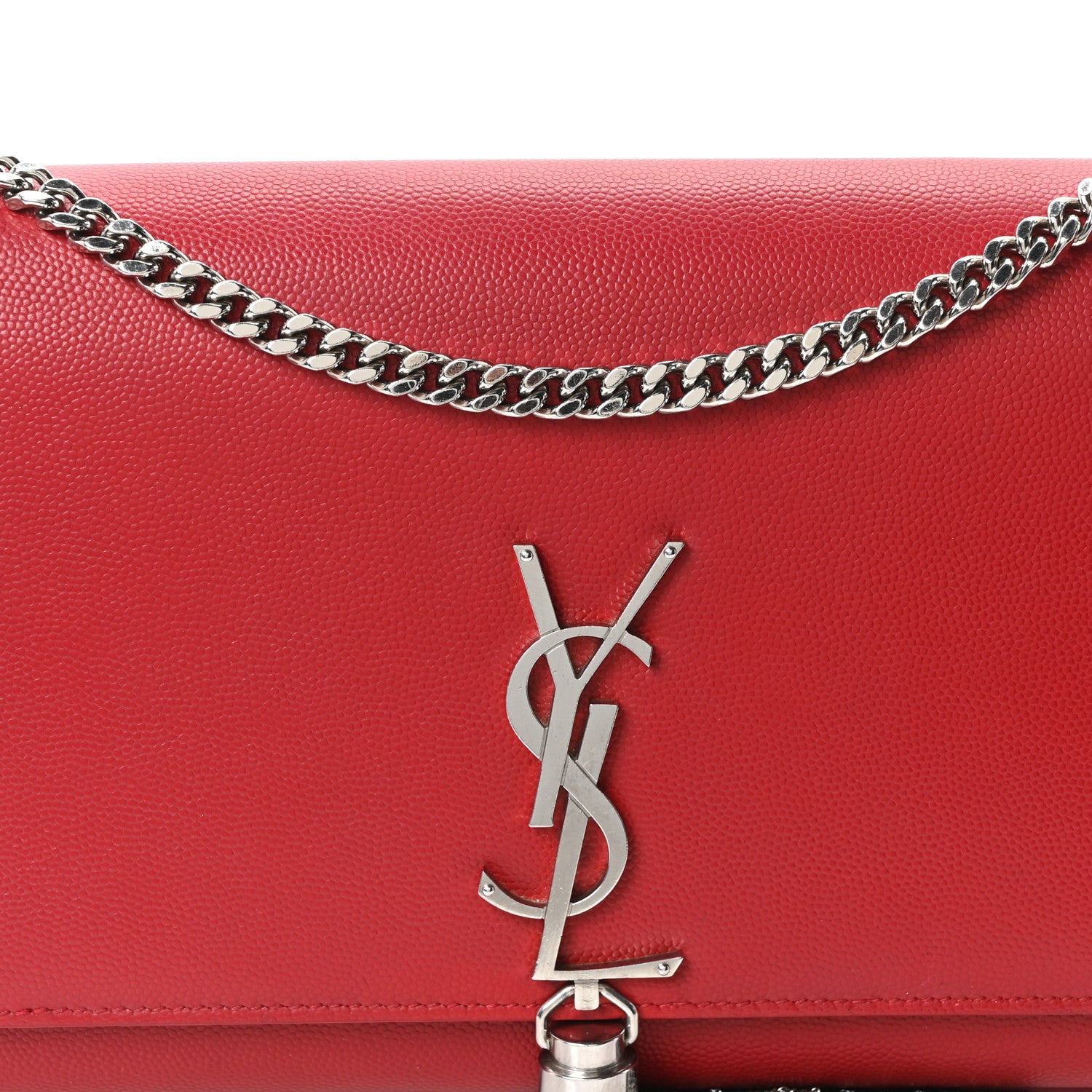 Saint Laurent Grain De Poudre Medium Classic Monogram Kate Tassel Satchel Rouge Eros 8 of 10