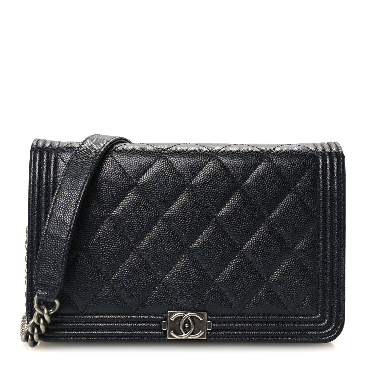Chanel Caviar Quilted Boy Wallet On Chain WOC Black 1 of 11