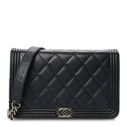 Chanel Caviar Quilted Boy Wallet On Chain WOC Black 1 of 11