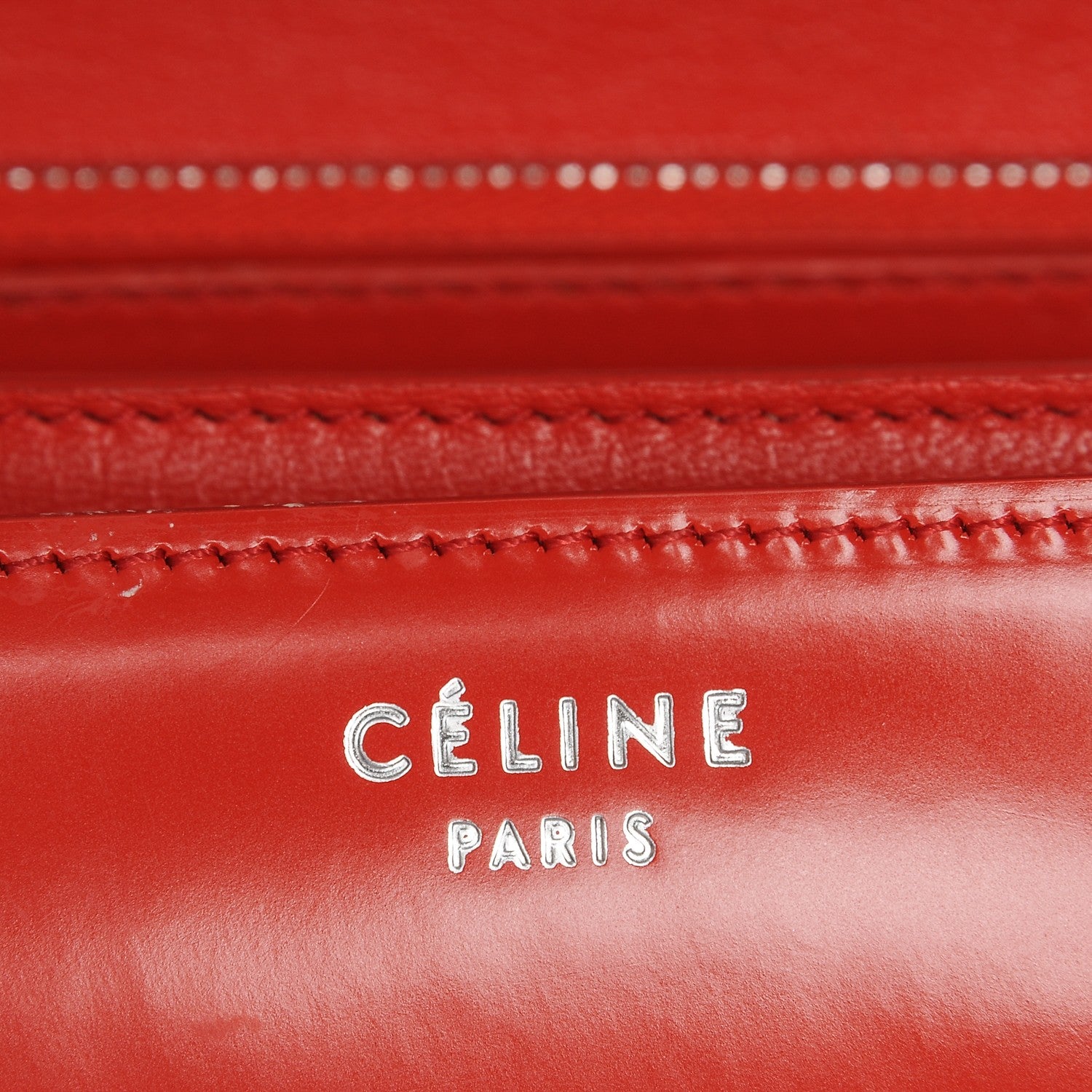 Celine Spazzolato Calfskin Classic Box Medium Flap Vermillion 7 of 10