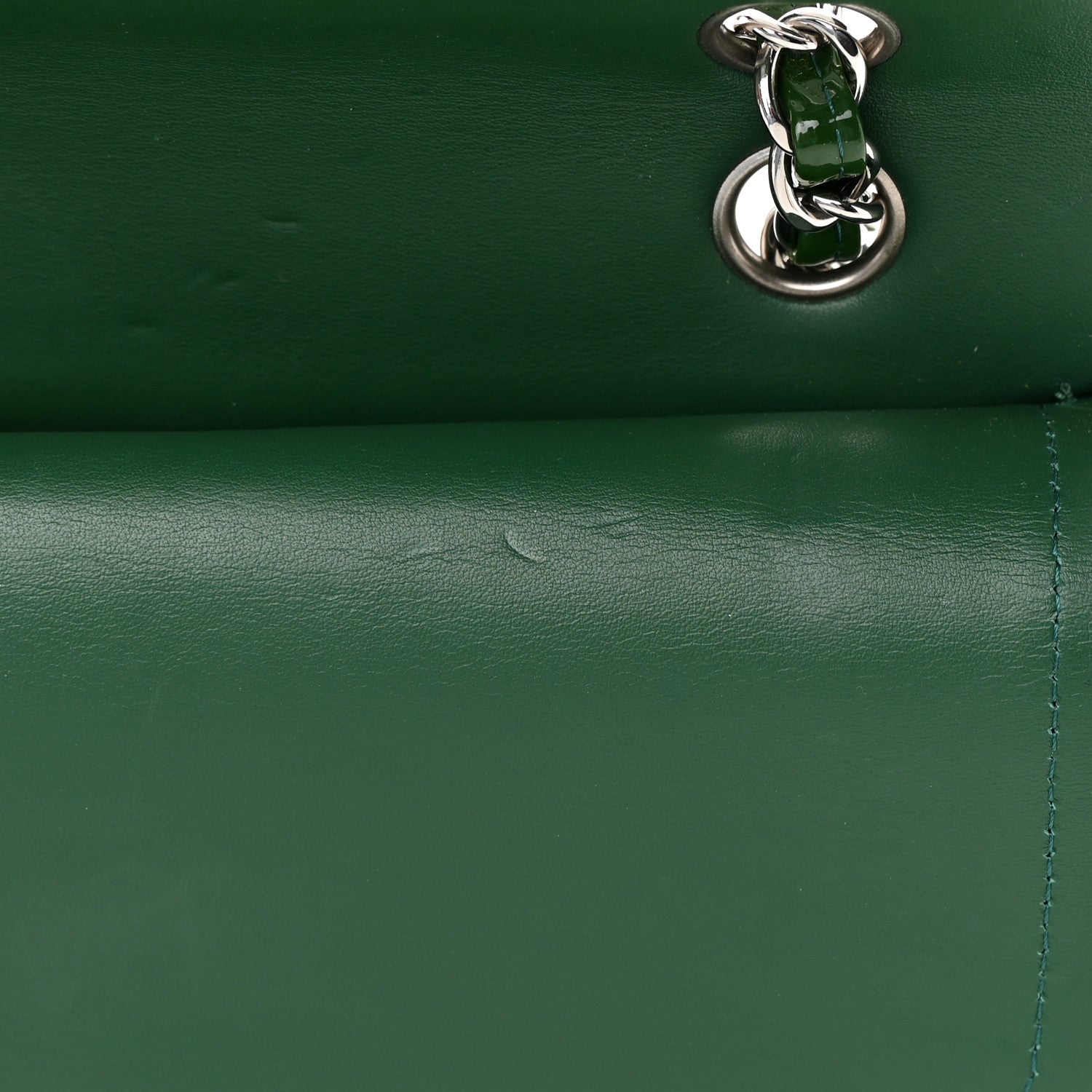 Chanel Patent Calfskin Quilted Medium Double Flap Green 15 of 19