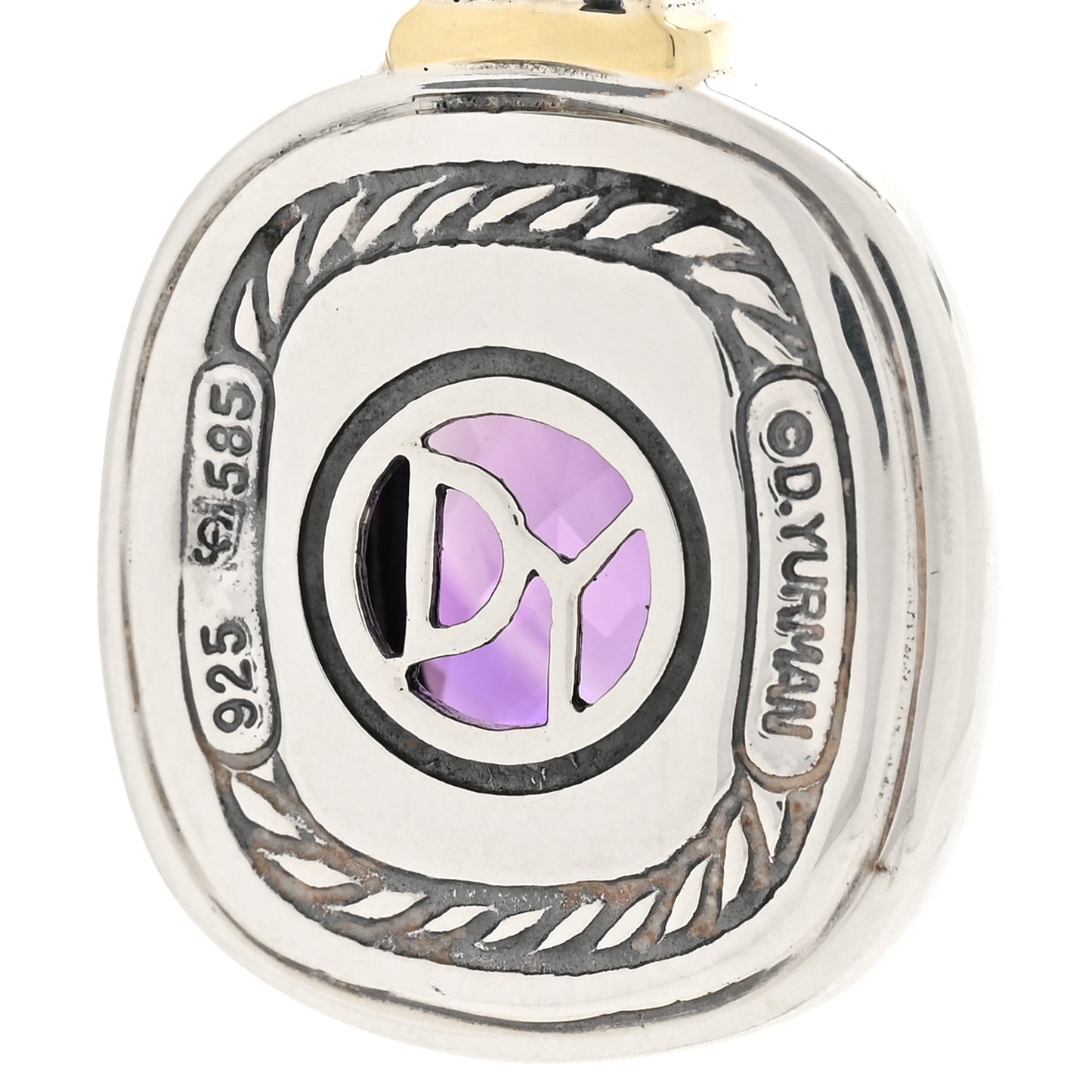 Sterling Silver 14K Yellow Gold Amethyst 12mm Albion Enhancer Pendant