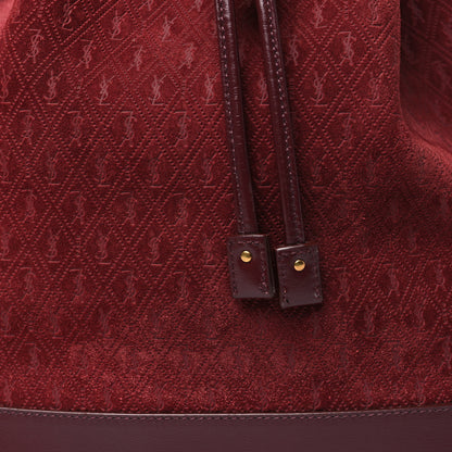 Saint Laurent Suede All-Over Monogram Bucket Bag Burgundy 9 of 11