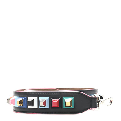 Fendi Vitello Dolce Plexiglass Bi-Color Studded Strap You Black Brownie Multicolor 1 of 3