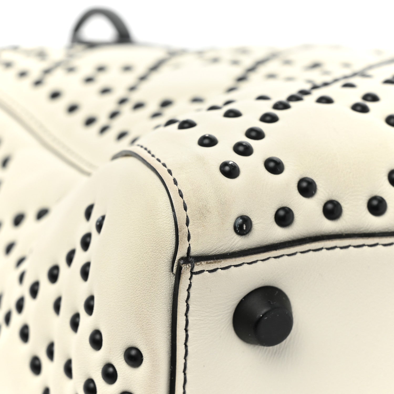 Christian Dior Lambskin Cannage Studded Medium Supple Lady Dior White Black 12 of 14