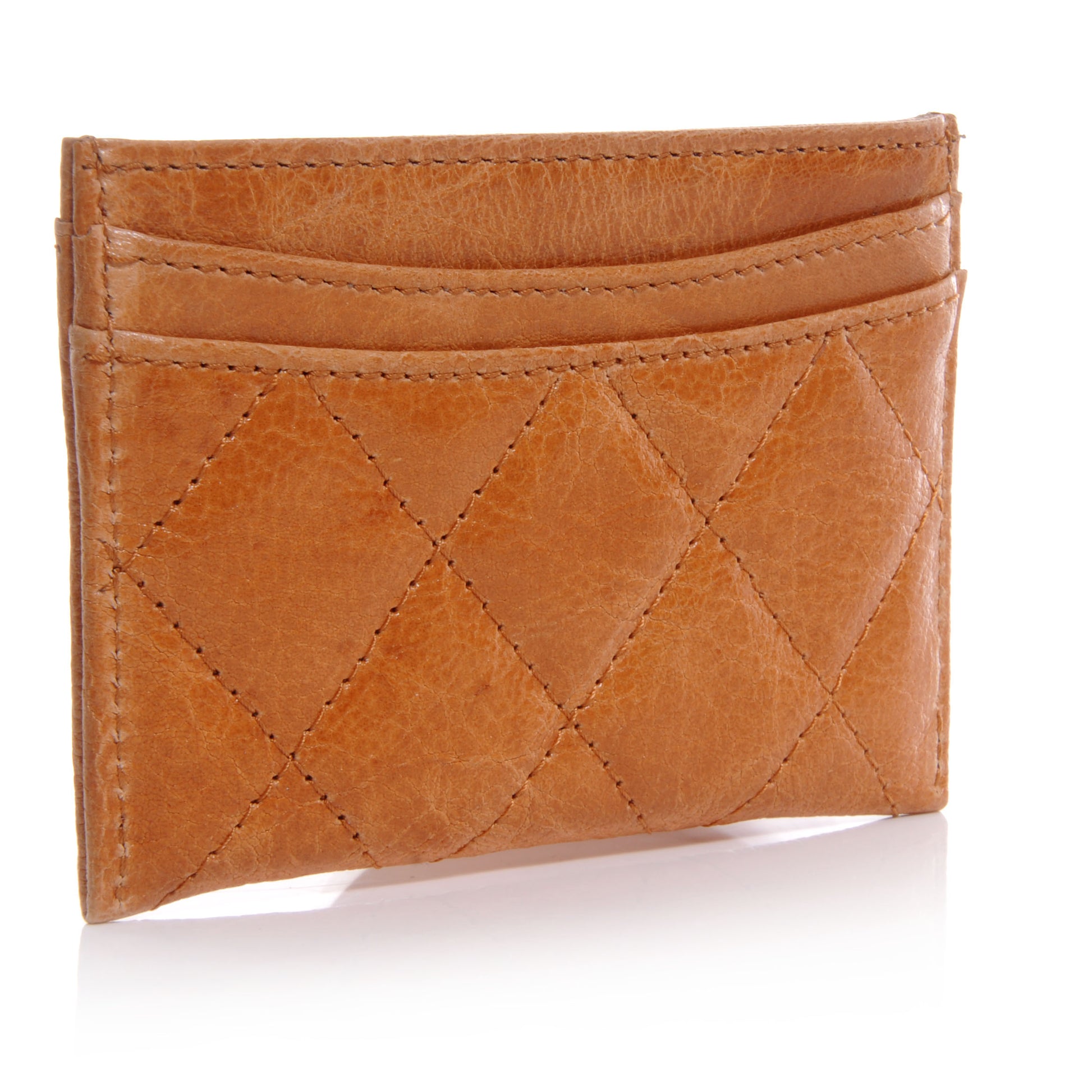 Chanel Glazed Calfskin Quilted Card Holder Light Brown 3 of 8
