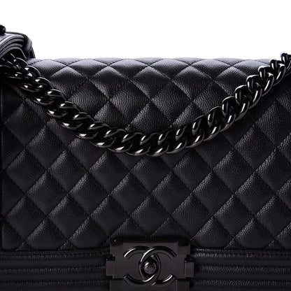 Chanel Caviar Quilted Medium Boy Flap So Black 11 of 12