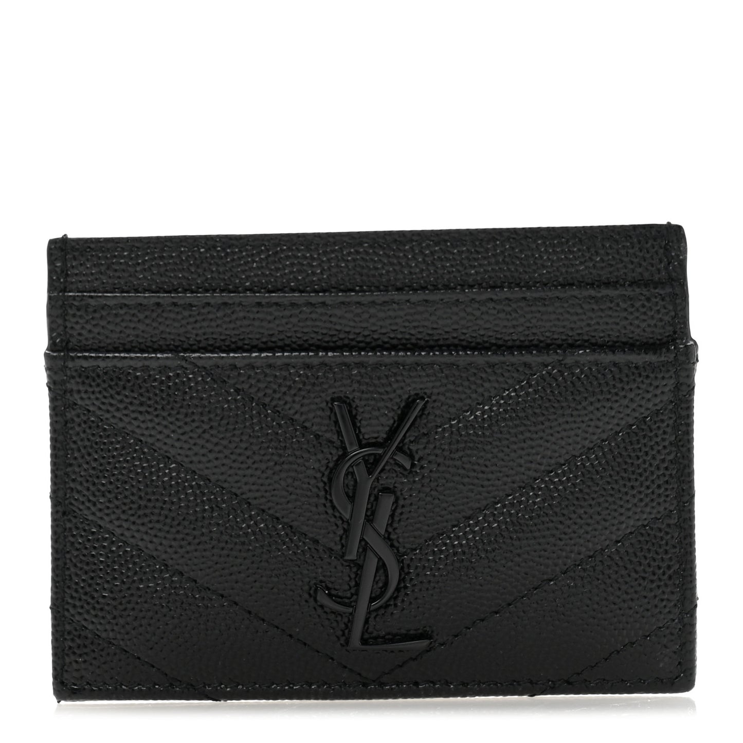 Grain De Poudre Matelasse Chevron Monochrome Monogram Credit Card Case Black
