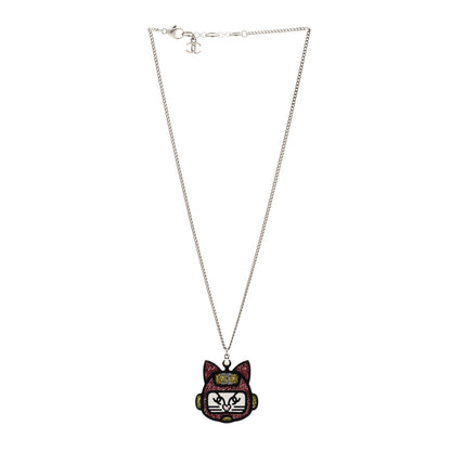 Chanel Resin Emoji Robot Cat Pendant Necklace Black Pink Yellow 3 of 5