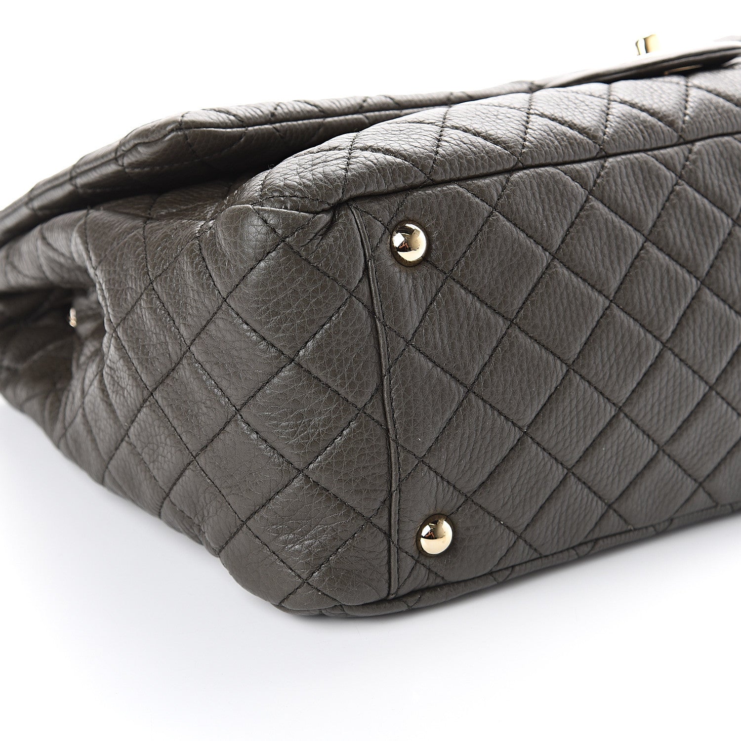 Chanel Metallized Calfskin Quilted XXL Travel Flap Bag Khaki 8 of 9