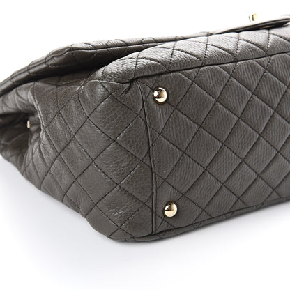 Chanel Metallized Calfskin Quilted XXL Travel Flap Bag Khaki 8 of 9