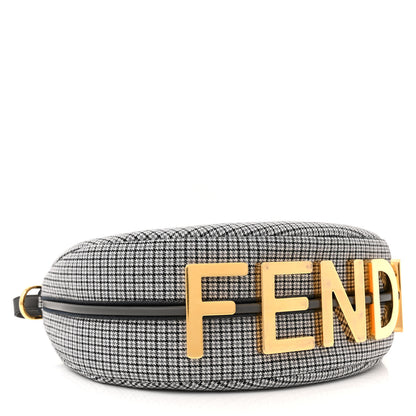Fendi Wool Vitello Grace Small Houndstooth Small Fendigraphy Hobo Bag Grigio Anthracite 4 of 11