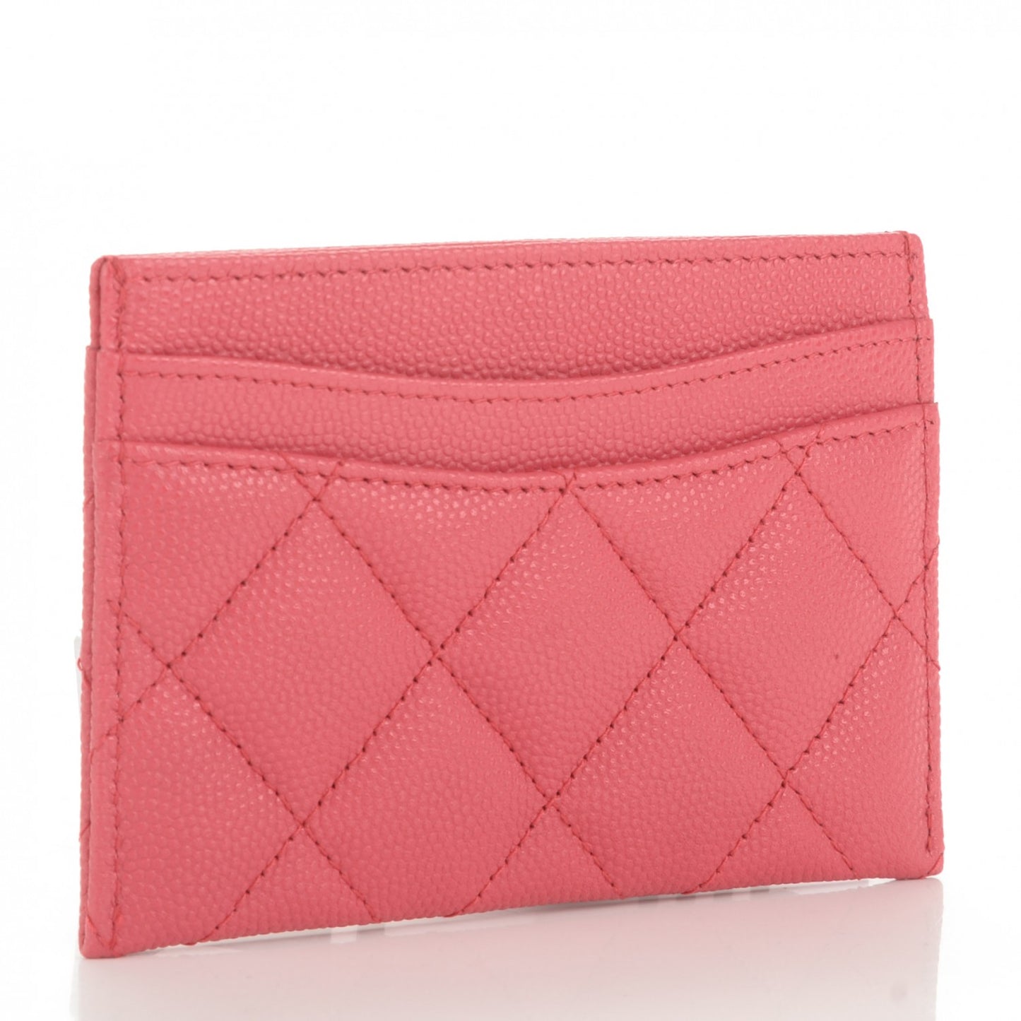 Caviar Quilted Card Holder Dark Pink